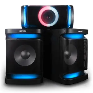 GSYS-4800 Bluetooth LED Party Light Stereo System and Home Theater Audio System with 3000W Watts Shelf Speakers, Dual 12" Woofers, Media Player, FM Radio, USB/SD Playback