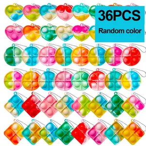 Fidget Keychain Set, Choose Between 1-50 Pieces, Stress Relief Mini Bubble Sensory Toy, Perfect Party Gifts, Classroom Rewards & Bag Fillers, Keychain for Bags, Silent Fidget Keychain