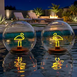 UUFFOO Solar Floating Ball Light with Stick 2 Pack Waterproof IP66 Illuminate Automatically at Night UP TO 10 Hours for Pool Pond Backyard Garden Patio