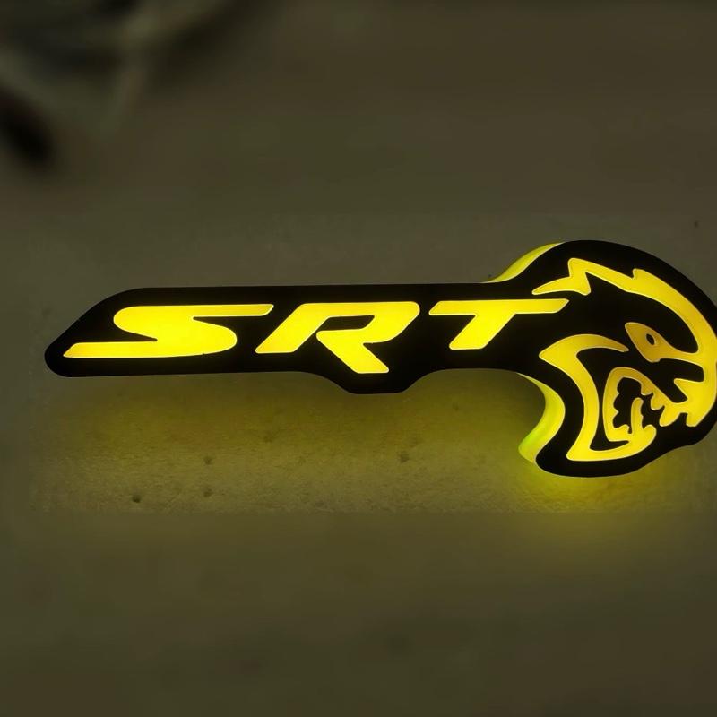 Halo Lit Letter - Stainless Steel Dodge SRT Scat Bee LED Grille Emblem RGB Flow-Series Frosted Lens App & Remote Dual Control 120+ Effects