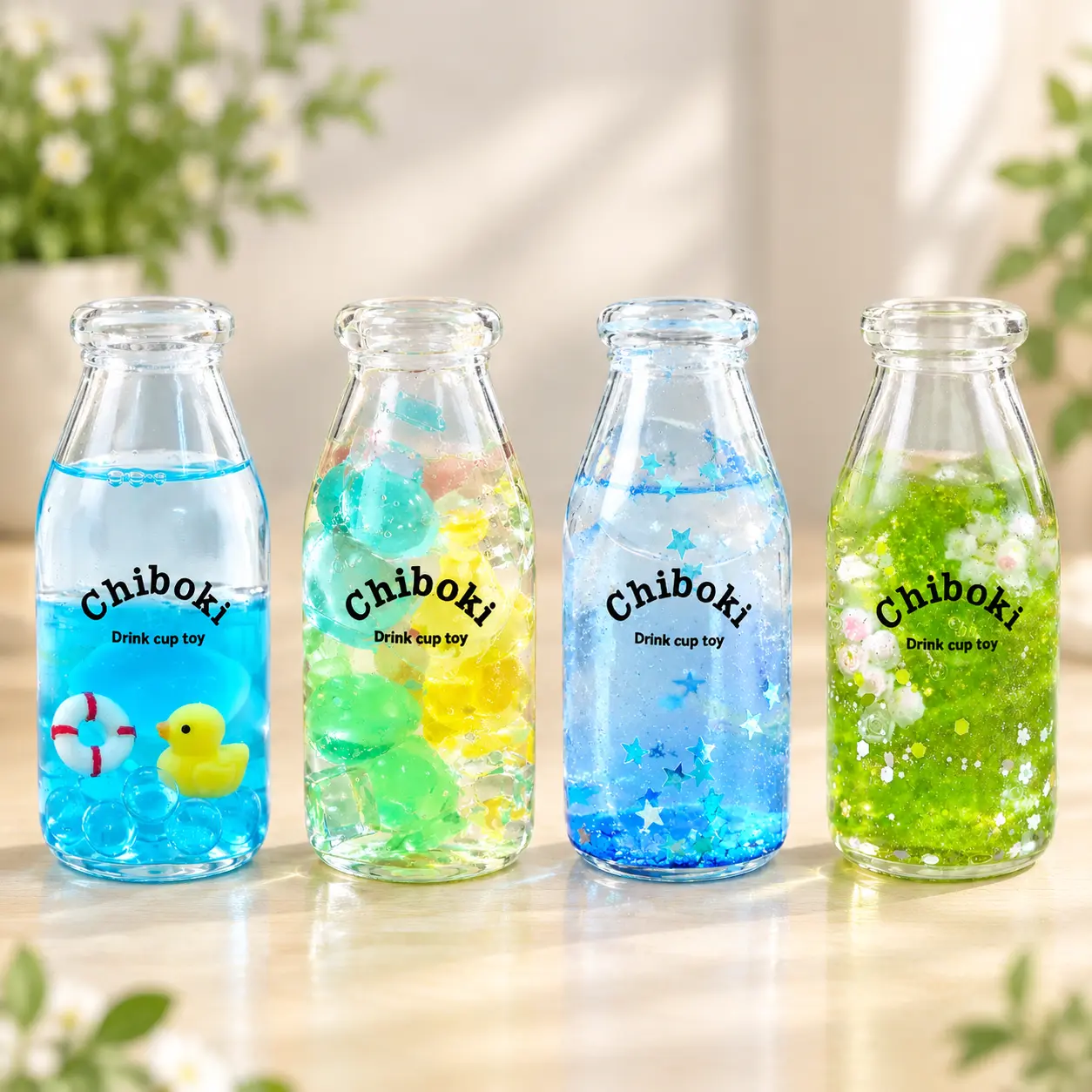 Chiboki Soda Bottle Series Squishy, Starry Sky Gilded Bottle Handmade Fidget Squeeze Bottle, Aesthetic Liquid Sensory Stress Relief Toy Decompression Relaxation toy
