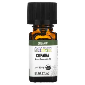 Aura Cacia Pure Essential Oil, Organic Copaiba, 0.25 fl oz (7.4 ml)