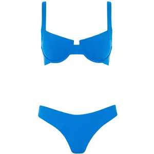 Laguna Bikini Blue Ribbed Set