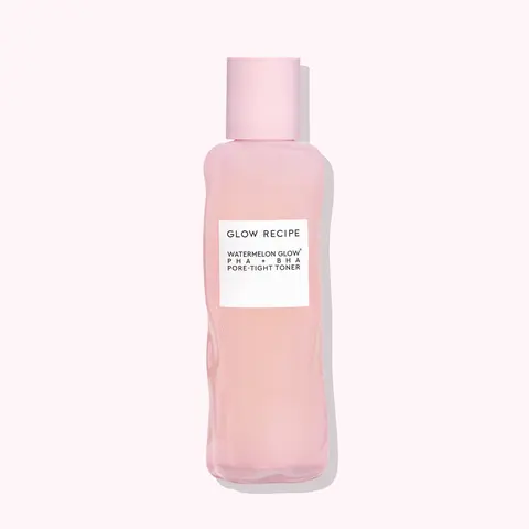 Glow Recipe Watermelon Glow Pore-Tight Toner, Korean Skin Care Gentle PHA-BHA Exfoliant for Face & Neck, Alcohol-Free Vegan Cruelty-Free, Glycerin Cactus Water Hyaluronic Acid, Unisex Adult, Hydrate Moisture Smooth Glass Skin Pads, Dewy Peel, Less Oily