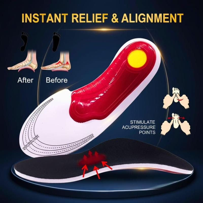Steady Step Insoles, Plantar Fasciitis Arch Support Orthotic Insoles for Men - Gel Insole| Arch Support Flat Feet Heel Pain Fallen Arches Shock Absorption Insole for Women & Men
