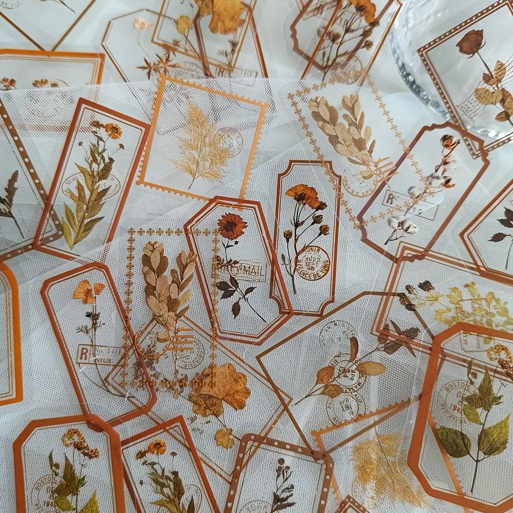 Vintage Floral & Plant Pattern Sticker, 2 Packs(60sheets) Self Adhesive Decorative Stickers, Back to School Essentials, DIY Decals for Water Bottle, L