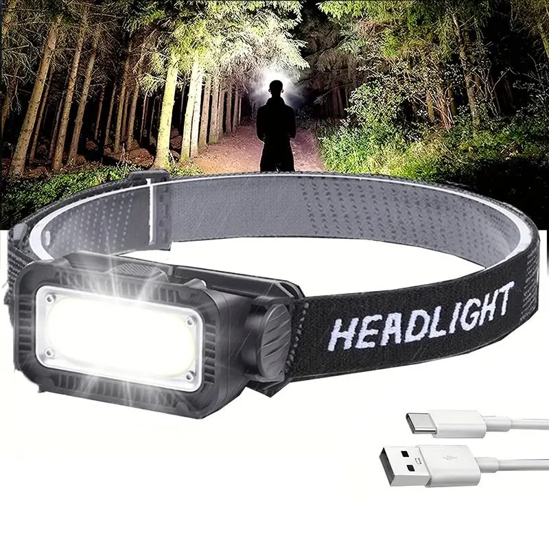 Portable Ultra Bright Headlight, USB Rechargeable Headlamp with 5 Lighting Modes, Waterproof Headlight for Outdoor Activities, Like Camping, Running,