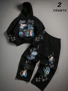 Unisex design, street style, Long sleeve, depiction of the Virgin Mary and Jesus with Christian motifs on an autumn/winter hooded sweatshirt. Suitable for streetwear, casual wear, trendy o