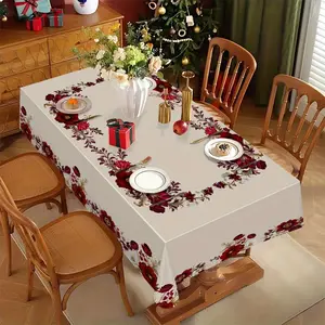 1 floral pattern printed tablecloth, simple style decoration, rectangular table cover, farmhouse tablecloth, spring decoration, indoor and outdoor dining table decoration, Rectangle Tablecloth, ideal choice for wedding and holiday home decoration.