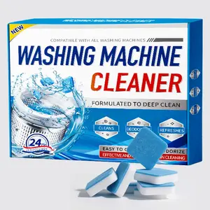 Washing Machine Cleaner Effervescent Tablets - 24 Pieces, Deep Cleaning Formula, Removes Grime & Odors, Deodorizes & Refreshes HE Top/Front Load Washers