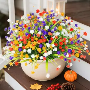 20PCS Artificial Flowers for Outdoors UV Resistant Fake Plastic Plants Faux Greenery Stems for Spring Summer Indoor Garden Patio Window Box Kitchen Home Decor, Mixedcolor
