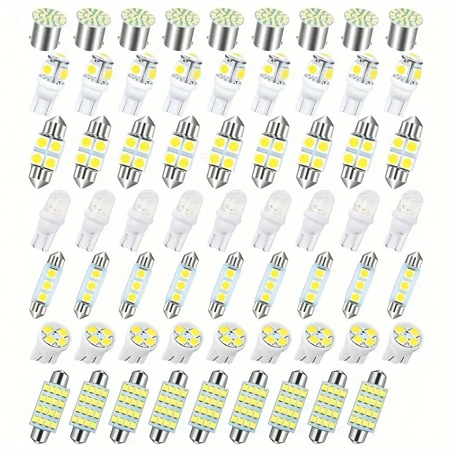 63pcs LED Car Bulb Kit, Auto Interior Lights, LED Dashboard, Dome Light 31mm 36 mm 41 mm T10 Bulbs, Super Bright Festoon Bulb Set, Vehicle Indoor Map Dome interior Light, Car Interior Lighting, Led Lights For Car
