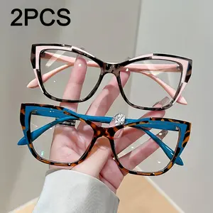 Blue Light Blocking Cat-Eye Glasses - Sports Eyewear, Elegant Color-Block Design, Lightweight Frame, Vintage, Trendy Casual Style, Blue Light Glasses