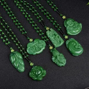 Charm Natural Chinese Agate Pendant Jade Necklace For Women Men Jewelry Fashion Classic Carved Blessing Lucky Amulet Gifts