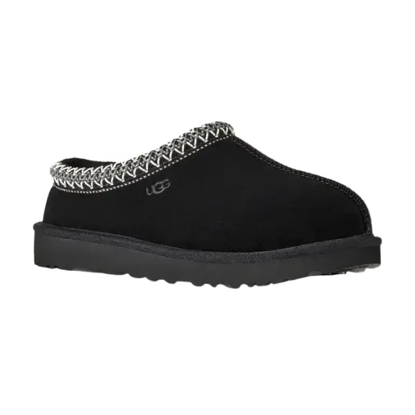 UGG Women's Tasman II Authentic Black Suede Slippers - Indoor/Casual, Lightweight Sustainable EVA Indoor Slippers, Flat Heel (1 cm or Less), Durable, Sheepskin Liner, Slide Design, Outdoor Footwear