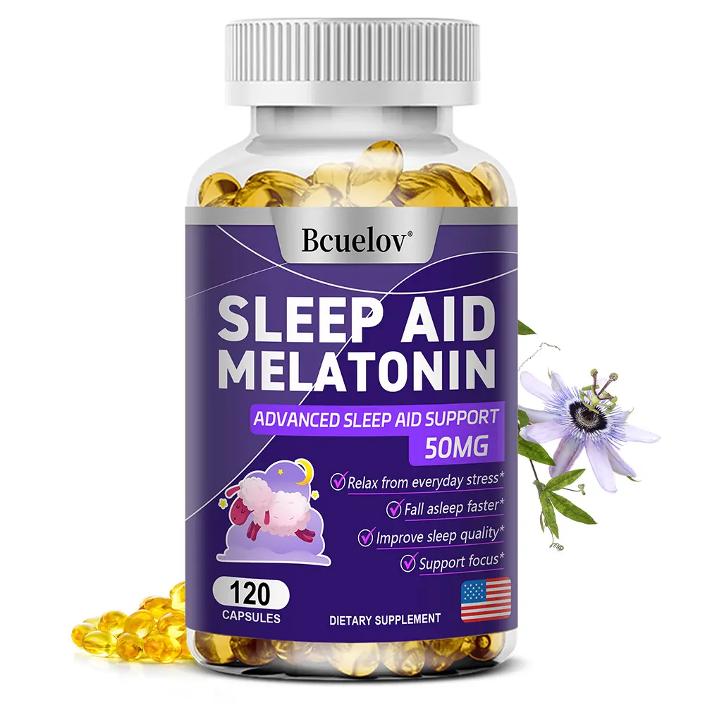 Bcuelov Magnesium Melatonin Supplement - Healthy Sleep Support - Supports Body Relaxation - 120 Capsules