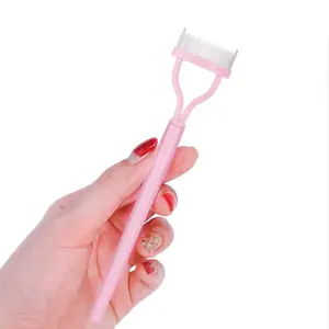 Eyelash Mascara Brush and Comb Lash Separator – Arc Design with Cover (Pink, 1 PCS) Makeup Plastic