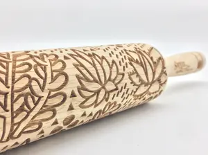 Succulents Embossed Rolling Pin for Crafting, Baking and Pottery