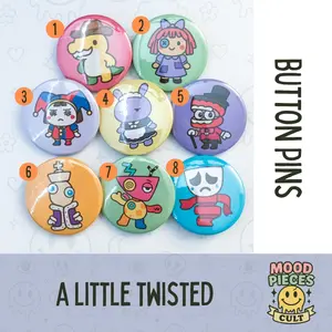 TADC Button Pin Set | The Amazing Digital Circus Inspired Backpack Jacket Badges