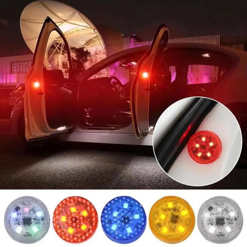 1-4pcs Universal LED Car Opening Door Safety Anti-collision Lights Magnetic Sensor Strobe Flashing Alarm Lights Parking Lamp