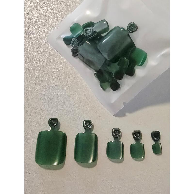 Glitter CatEyes Toe Nails Short Square Shape Pearlescent 8 Colors Non-Custom Press-ons with Prep Kit Green Burgundy Champaign Pink Grey Silver Black Purple Light Cream Pink