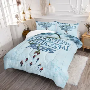 2/3Pcs Stranger Things Snow Print Comforter Set, A Comforting and Whimsical Bedding Set, Available in Multiple Sizes, A Must-Have Gift for Fans, Perfect for Boys', Girls', and Adult Bedrooms