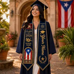 Custom Puerto Rican Graduation Stole 2026, Puerto Rico Flag Sash, Personalized Name Senior Gift