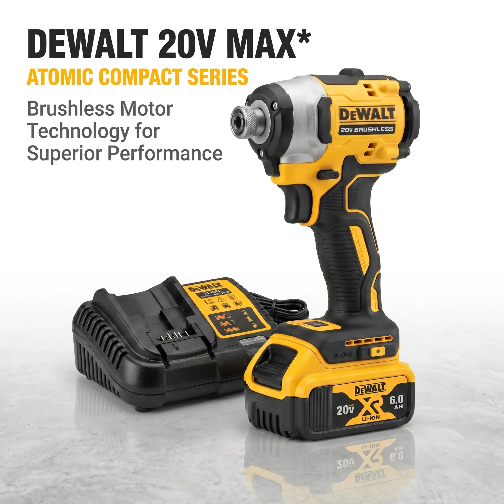 Dewalt 18V XR Brushless Cordless Impact Driver - Compact Power Tool, Brushless Impact Drill, High Torque, Variable Speed Control, Ergonomic Grip for Professional Tradesmen (Woodworking, Electrical Installation)