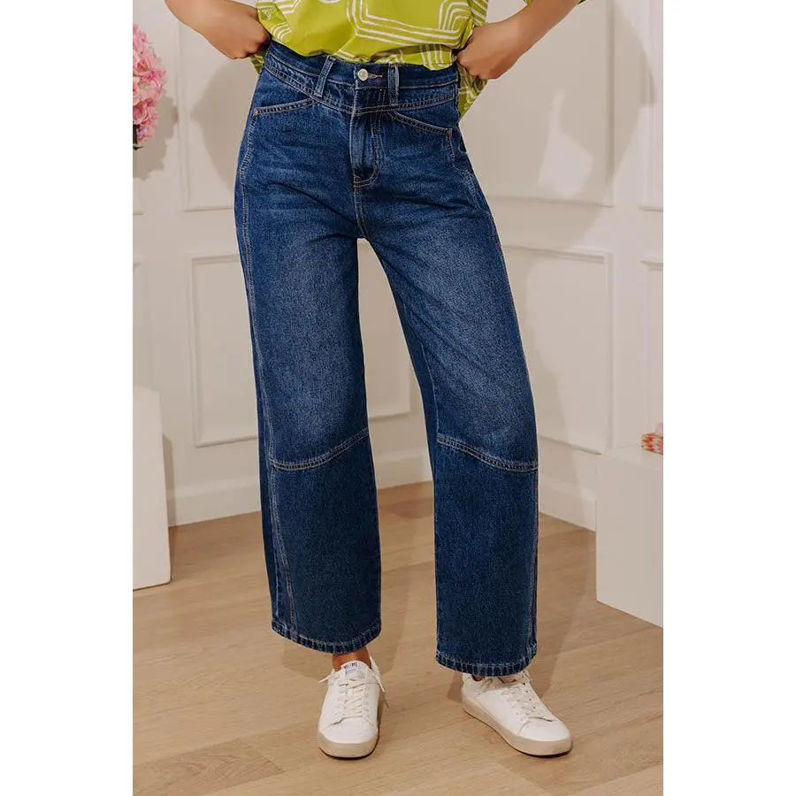 The Julia High Waist Tummy Control Crop Barrel Leg Jean