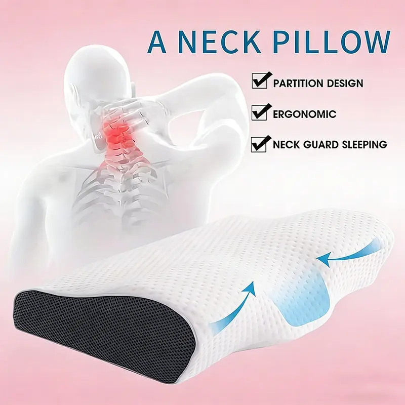 Memory Foam Neck Pillow for All Sleep Positions, Comfort Bed Pillow for Better Sleep