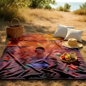 1 piece Jon Bellion《New York Soul, Vol themed flannel blanket - Super soft flannel blanket, suitable for beds and sofas, all-season use, modern design, digitally printed pattern, 100% polyester material, machine washable, suitable for travel