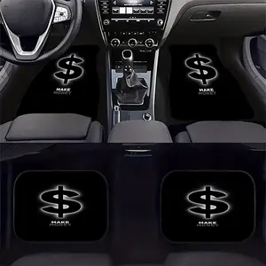 4Pcs make money dollar sign car front and rear seat floor mats digital printing mats are suitable for all car models accessories protection non-slip decorative floor mats B28