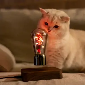 HCNT Magnetic Levitation Heart-Shaped Light Bulb Romantic Atmosphere Lamp Creative Lamp Touch Adjustable Light Desktop Ornament Craft Home Decoration Creative Gift