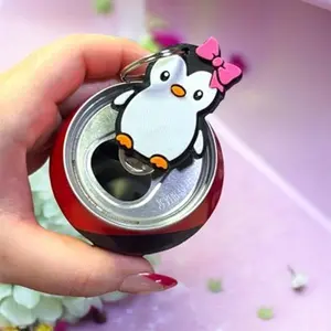 Penguin with Pink Bow Pop Can Opener/ Soda Tab Opener Keychain