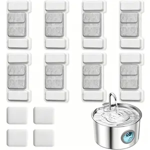 Cat Water Fountain Filters – 8 Replacement Filters + 4 Pre-Filter Sponges, Keeps Water Fresh for Multi-Pet Households
