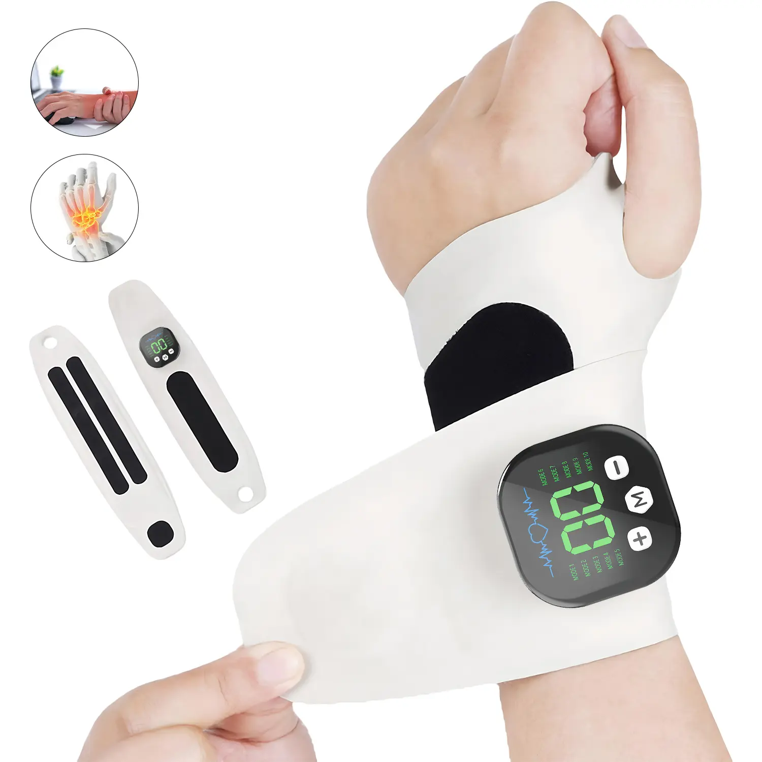 EMS Hand & Wrist Massager, Portable Pulse Stimulation Device with 10 Modes & 29 Intensity Levels, Adjustable Microcurrent Relaxation Massager for Men & Women