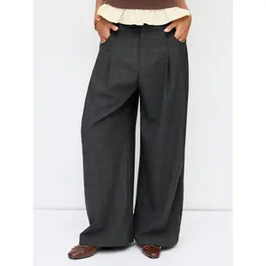 Cider Plaid Low Rise Wide Leg Trousers