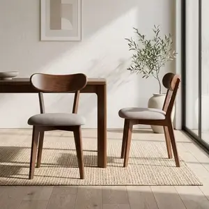 Set of 2 Solid Oak Dining Chairs, FAS Grade North American Oak, Upholstered Seat, 16.73'' Wide Seating, 18.31'' Height, Easy to Clean & Assemble for Dining Room