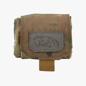 Predator Armor Folding Dump Pouch 1000D Cordura 3x3x2 MOLLE Belt Compatible Secure Bungee Lock Made in USA - MultiCam