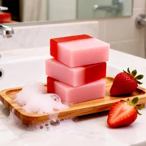 Strawberry Scented Organic Soap, Women's Intimate Cleansing Bar, Balanced Ph, Natural Deodorant Vagunal Wash, Handmade Private Skin Caresoap