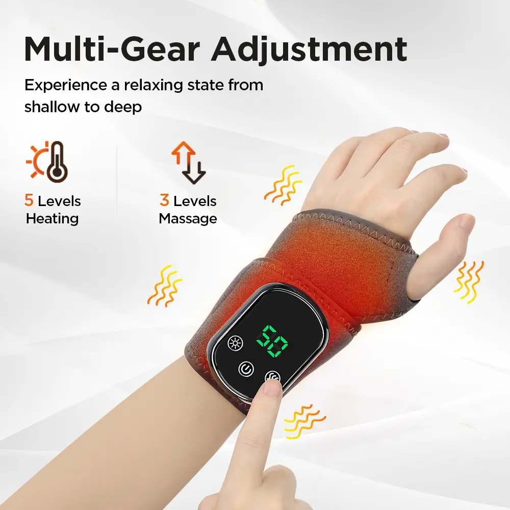 Electric Heating Wrist Brace, Warm Compression Wrist Support, Massage Vibration Wrist Protector, Three Modes, Rechargeable Heated Wristband, Wrist Wraps, Cordless Wearable Wrap, Ideal Gift