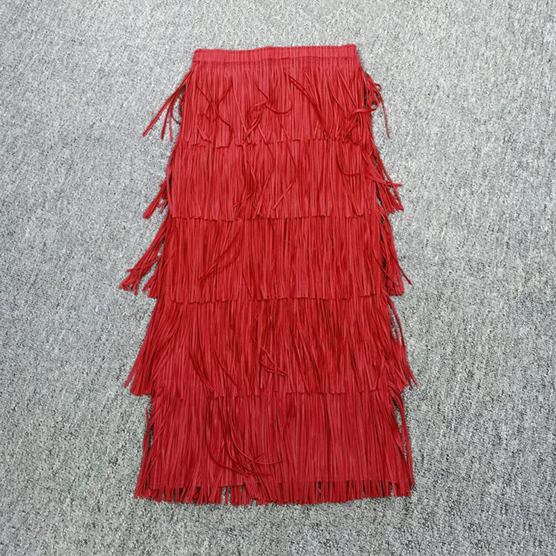 Red midi skirt
