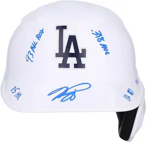 Mike Piazza Los Angeles Dodgers Autographed Blue Batting Helmet with Rookie of the Year Stats Inscriptions - Limited Edition of 12 - Fanatics Authentic Certified
