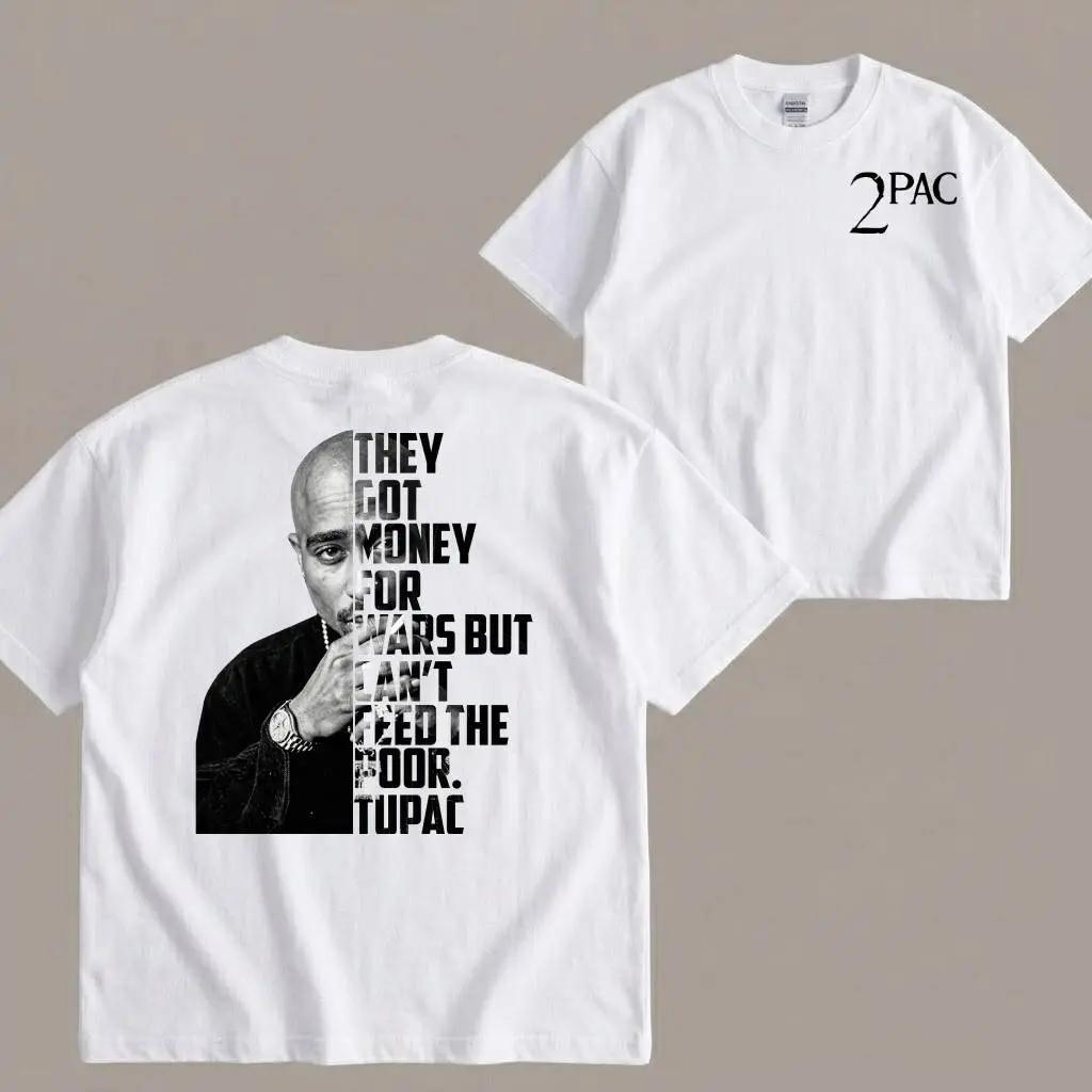 Women's Unisex 2Pac Graphic Short-Sleeve T-Shirt, Cotton-Polyester Blend, Round Neck, Classic Cut, Retro Hip Hop Style, Sweatshirt-Inspired, Hip Hop Art, Retro Look, All Seasons, Unisex Sizing Simplifies Shopping
