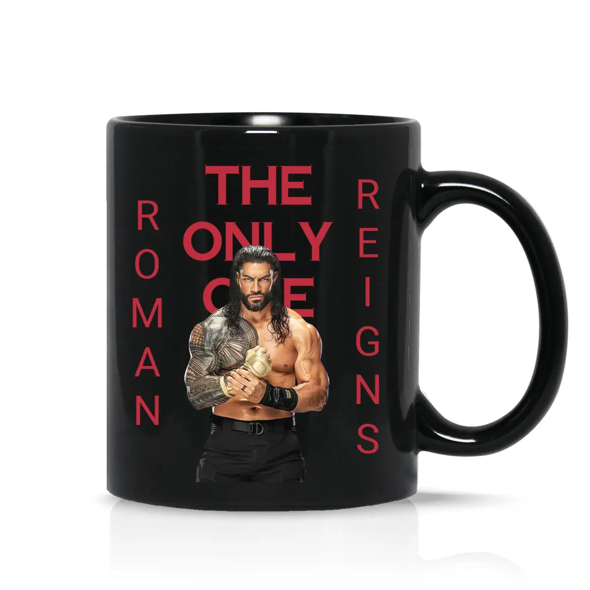 Roman Reigns The 1 Classic Full-Print Wrap Ceramic Mug - WWE Logo Drinkware, Stylish Coffee Mugs, With Handle, Handle Grip, Microwave-Safe, Dishwasher-Safe, 15 oz (Approx 445 ml) Reusable Everyday Use Kitchenware, Coffee Cups