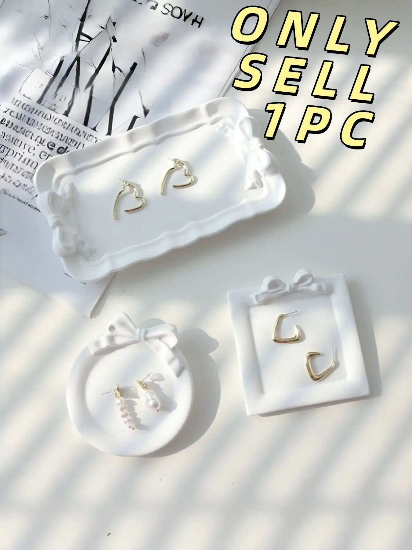 Gypsum Jewelry Tray, Style Influencer Storage, Bow Dish, Jewelry Display Decor, Photo Prop, Fashion Accessory Organizer, Versatile Organizer, Decorative Organizer