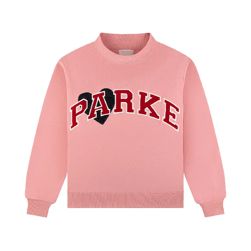 Unisex PARKE Letter & Heart Print Crewneck Sweatshirt, Loose Casual Long‑Sleeve Pullover Top
