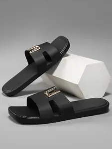 2026 New Women's Flat Sandals, Square Toe Mules with Cross Straps, U-Shaped 14K Gold and Gold-Plated Upper Design, Casual Slippers, Available in Camel and Black, Lightweight and Comfortable Slip-On Beach Sandals for Summer Daily Wear