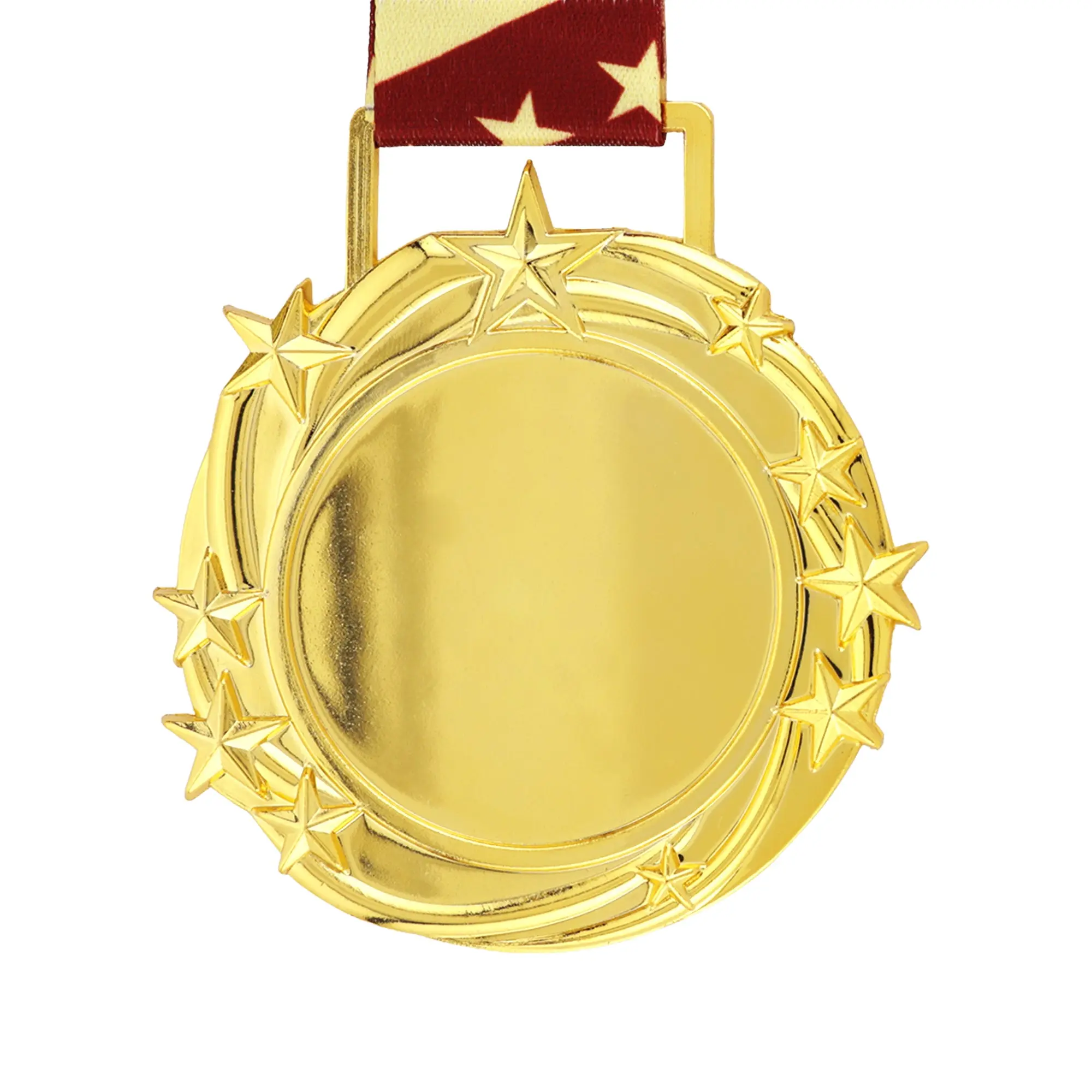 Med26 3.25" Blank Star Medal Gold&Tan/Brown