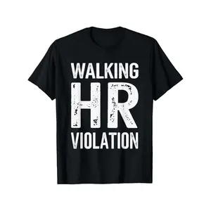 Walking HR Violation Office Humor T-Shirt - Funny Workplace Joke Tee with HR Conflict Comedy, Breathable Cotton Short Sleeve Shirt for Coworker Gifts & Casual Office Attire